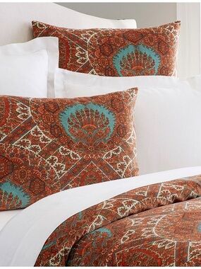 Pottery Barn Sabrina Velvet King Duvet Cover Set 2 King Shams Boho Paisley